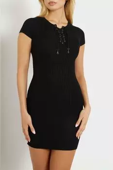 Платье трикотажное облегающее на шнуровке Guess