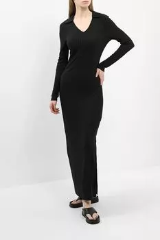 Платье трикотажное облегающее с v-вырезом Calvin Klein Jeans