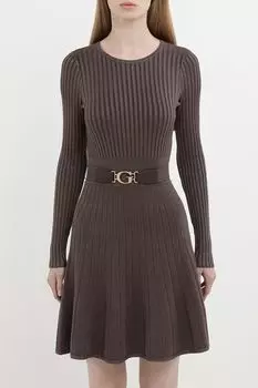 Платье трикотажное приталенное на поясе Guess