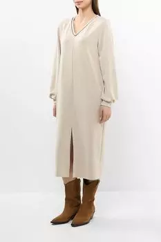 Платье трикотажное прямого кроя с разрезом Rinascimento