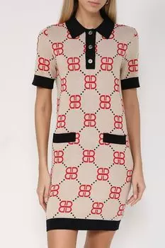 Платье трикотажное с контрастной отделкой и принтом бренда BELUCCI