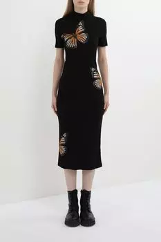 Платье трикотажное с коротким рукавом и принтом бабочки Desigual