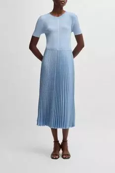Платье трикотажное с плиссированной юбкой BOSS