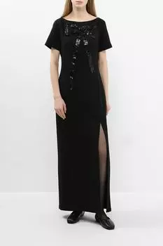 Платье трикотажное с разрезом и декором BELUCCI