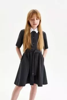 Платье трикотажное с съемным воротником приталенное Silver Spoon