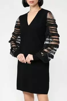 Платье трикотажное с тюлевыми рукавами TWINSET