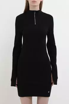 Платье трикотажное с воротником на молнии Calvin Klein Jeans