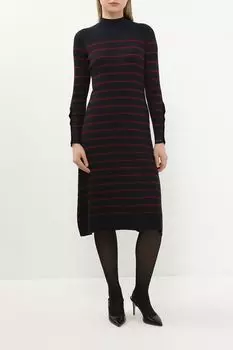 Платье трикотажное с воротником стойкой в полоску PEPE JEANS