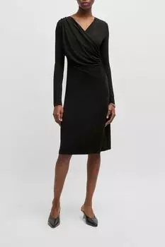 Платье трикотажное с запахом спереди BOSS