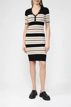 Платье трикотажное в полоску с V-вырезом Guess