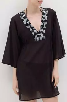 Платье-туника пляжное хлопковое с вышивкой OVS