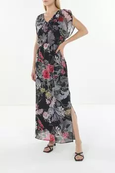 Платье V-вырезом с принтом Comma