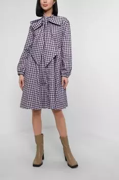 Платье в клетку с воротником-аскот BELUCCI