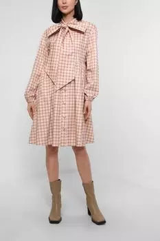 Платье в клетку с воротником-аскот BELUCCI