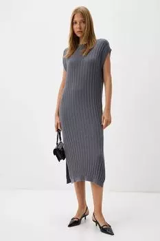 Платье вязаное без рукавов текстурное с разрезами Marhatter