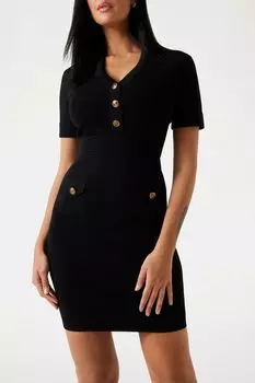 Платье вязаное облегающего кроя с пуговицами Guess