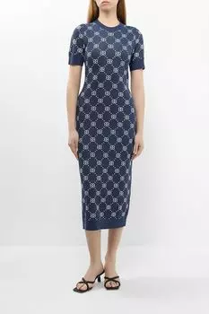 Платье вязаное с коротким рукавом и принтом BELUCCI