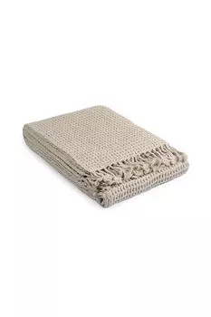 Плед шерстяной вафельный с кистями Essentia Tkano