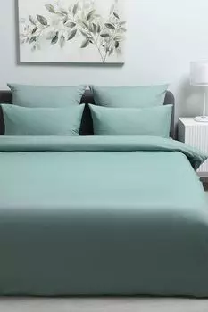 Пододеяльник хлопковый на пуговицах Melange Emerald 21maison