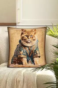 Подушка декоративная из гобелена с принтом Коллекция коты и собаки Le Gobelin