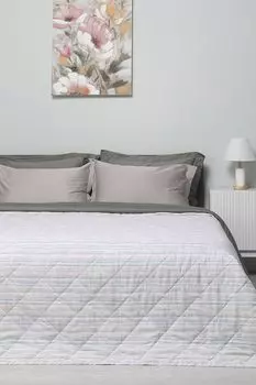 Покрывало хлопковое стеганое с принтом Leaves COINCASA