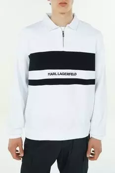 Поло хлопковое на молнии Karl Lagerfeld