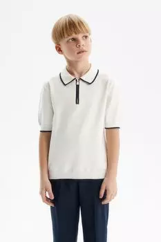 Поло хлопковое на молнии Silver Spoon