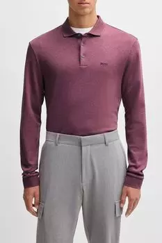 Поло хлопковое с длинным рукавом BOSS