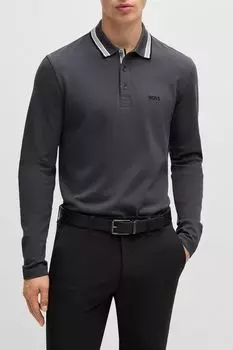 Поло хлопковое с длинным рукавом BOSS