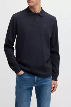 Поло хлопковое с длинным рукавом BOSS