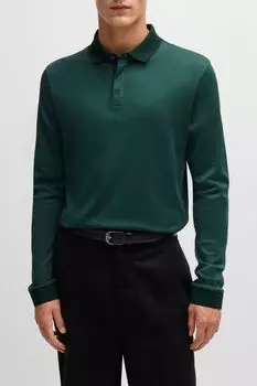 Поло хлопковое с длинным рукавом BOSS