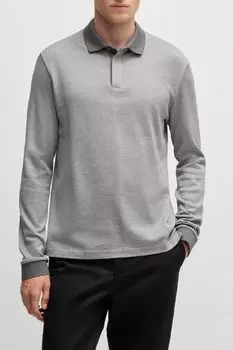 Поло хлопковое с длинным рукавом BOSS