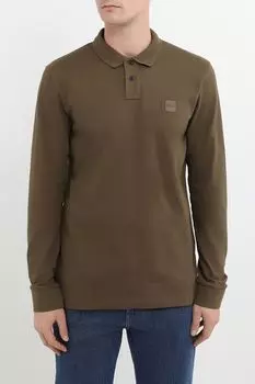 Поло хлопковое с длинным рукавом BOSS