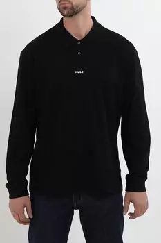 Поло хлопковое с длинным рукавом HUGO