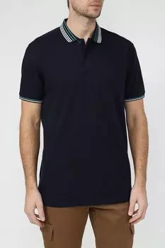 Поло хлопковое с контрастными деталями LERROS