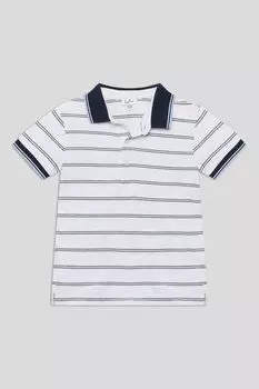 Поло хлопковое с контрастными деталями в полоску Fagottino