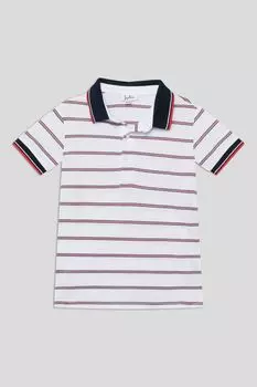 Поло хлопковое с контрастными деталями в полоску Fagottino