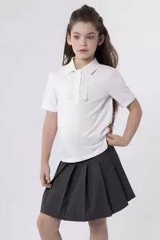 Поло хлопковое с кружевом на планке Smena