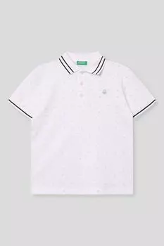 Поло хлопковое с принтом Benetton
