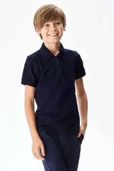 Поло хлопковое с воротником на молнии SMENA