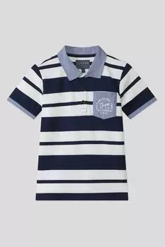 Поло хлопковое в полоску с карманом Guess