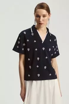 Поло с v-вырезом с принтом Nume