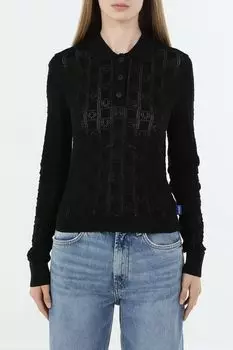 Поло вязаное на пуговицах ажурное HUGO BLUE