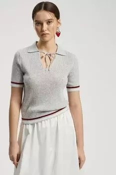 Поло вязаное с коротким рукавом на завязках Nume