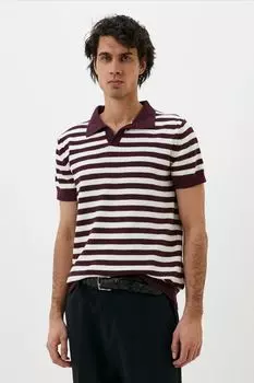 Поло вязаное с коротким рукавом в полоску Marhatter