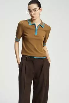 Поло вязаное с воротником на молнии Nume