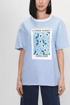 Полосатая футболка с принтом Цветок Emme Marella