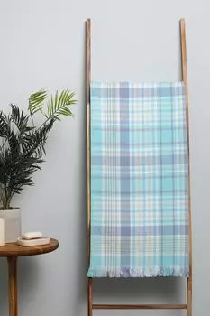 Полотенце пляжное хлопковое с принтом Check Turquoise COINCASA