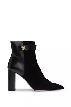 Полусапоги из кожи и замши с пряжкой BOSS