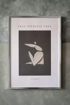 Постер с объемным серебром Love your body в раме Gallery 5